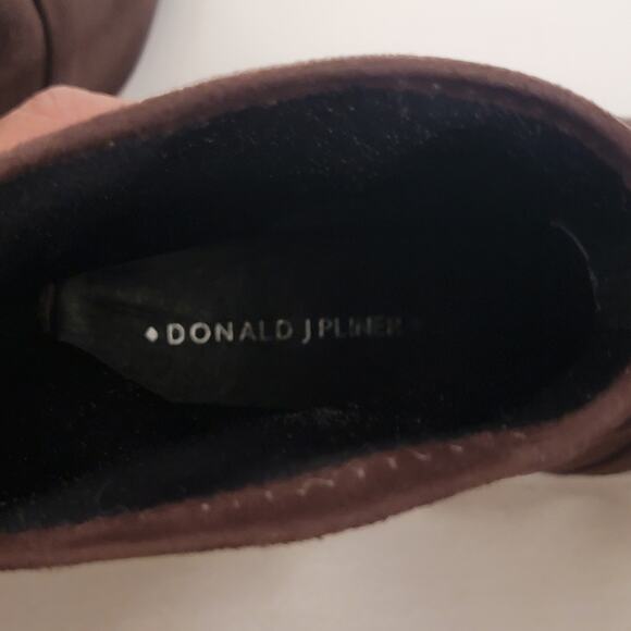 Donald J. Pliner Brown Faux Suede Sock Boot Sz 7.5 Kitten Heel Sophia Minimalist - Picture 13 of 15